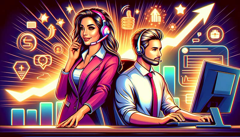 Illustration of a customer service representative assisting a customer